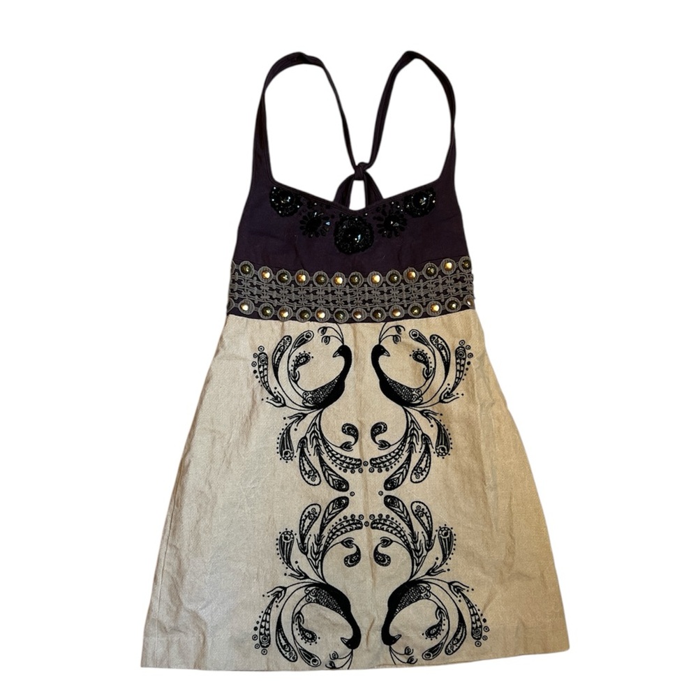 Free People Navy and Tan Dress